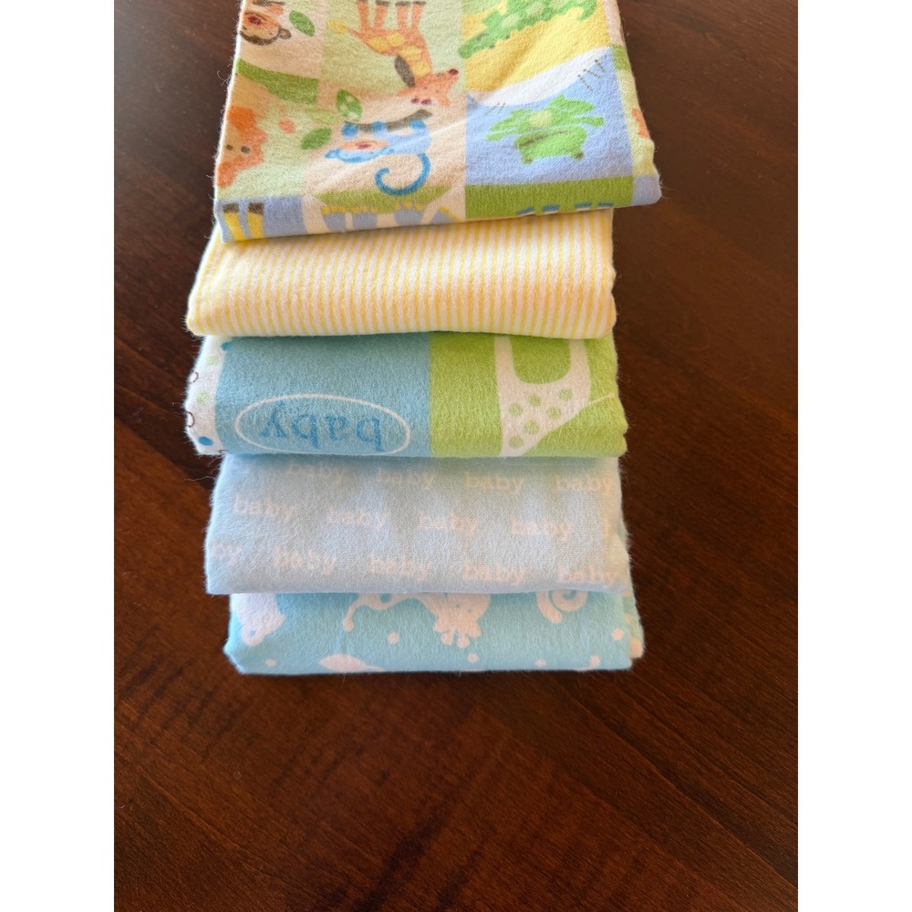 Baby Nursery Safari Giraffe Cotton Flannel Fabric Scrap Destash Bundle 5pc Lot